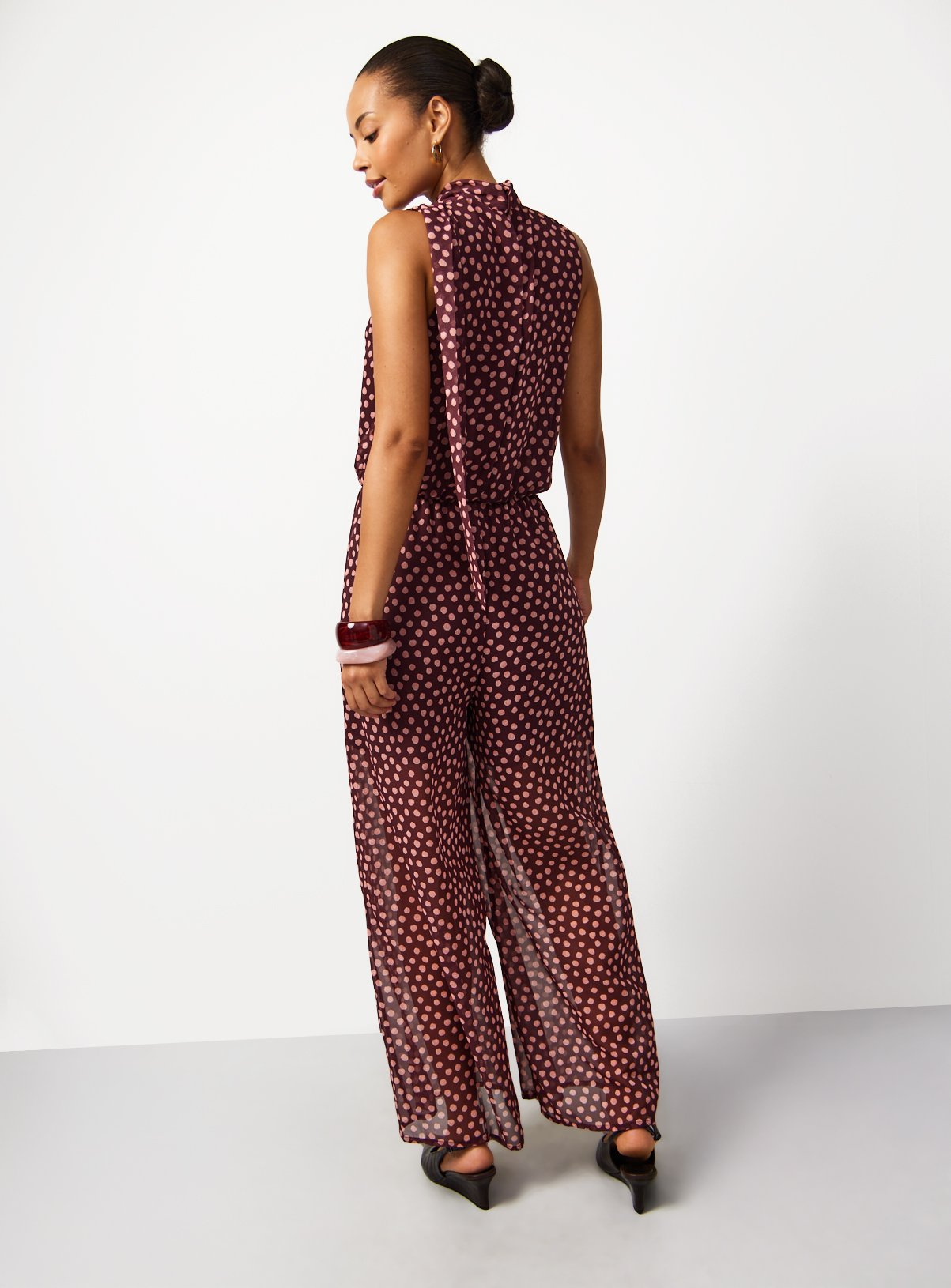 Brown Polka Dot Halter Jumpsuit 6 - Image 4 thumbnail