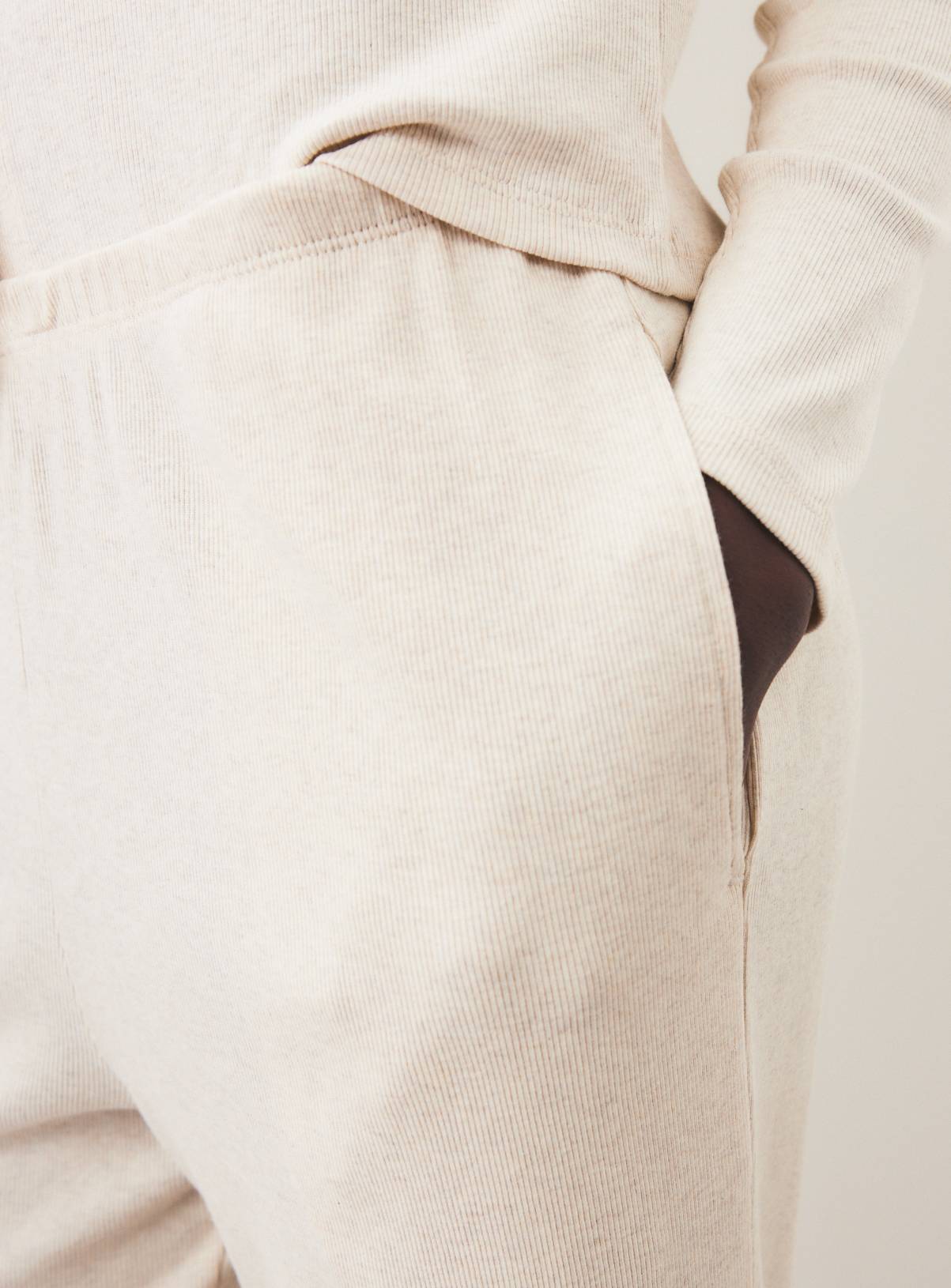 Oatmeal Rib Wide Leg Co-Ord Trousers XL - Image 3