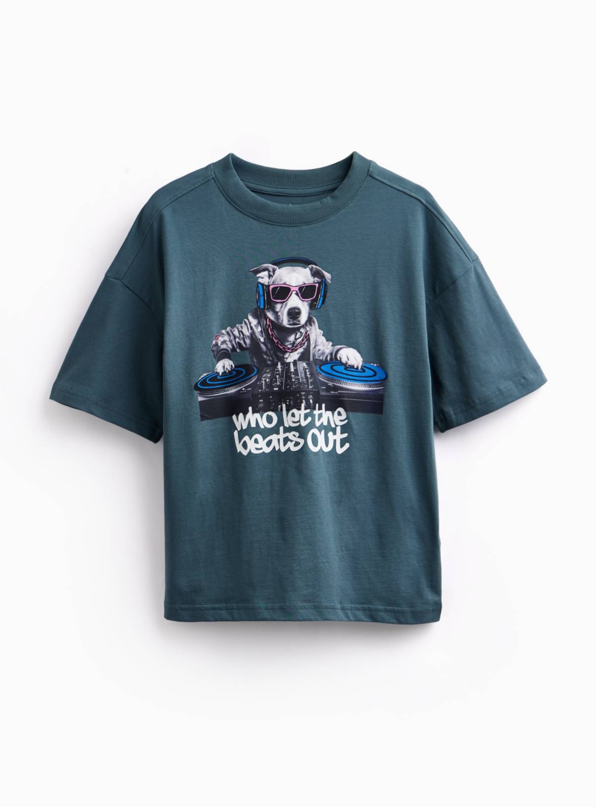 Who Let the Beats Out? Dog DJ T-Shirt 11 years - Image 1