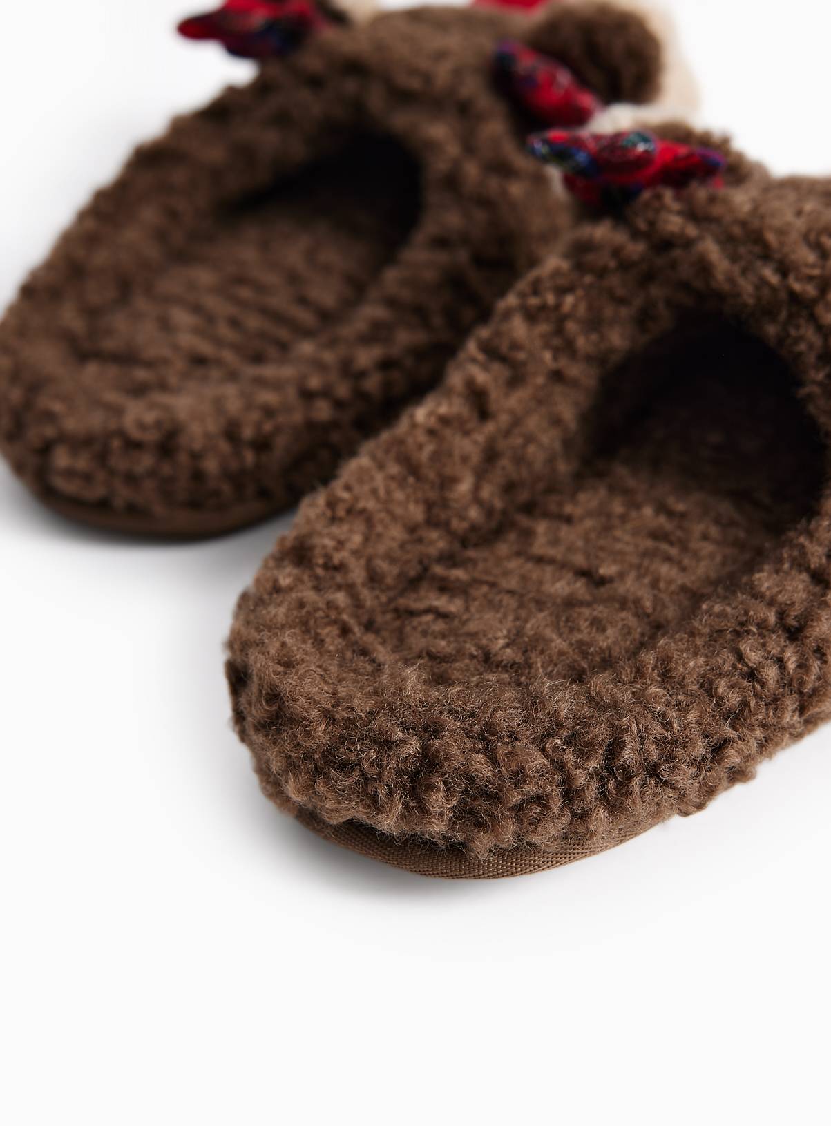 Christmas Reindeer Borg Mule Slippers M - Image 4