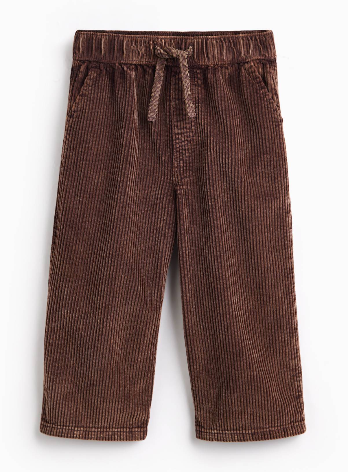 Brown Corduroy Pull-On Wide Leg Trousers 3-4 years - Image 1
