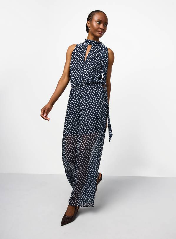 Navy Polka Dot Halter Jumpsuit 12