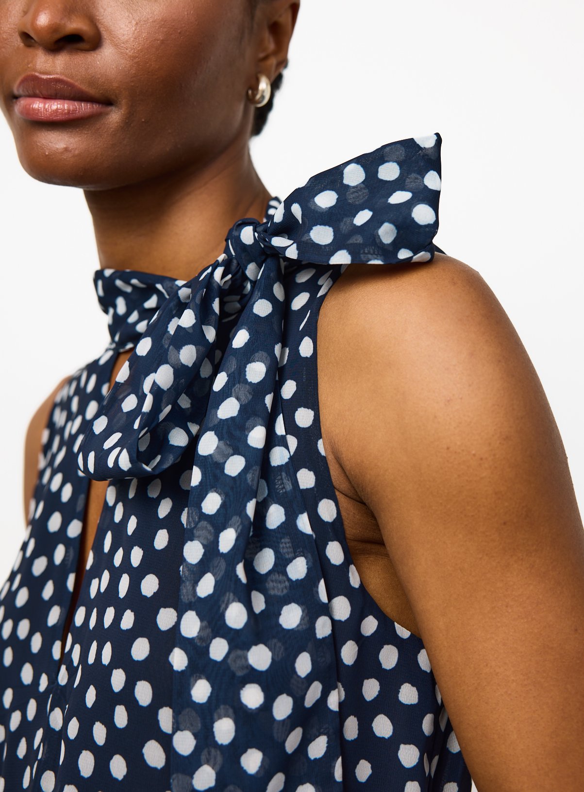 Navy Polka Dot Halter Jumpsuit 20 - Image 3 thumbnail