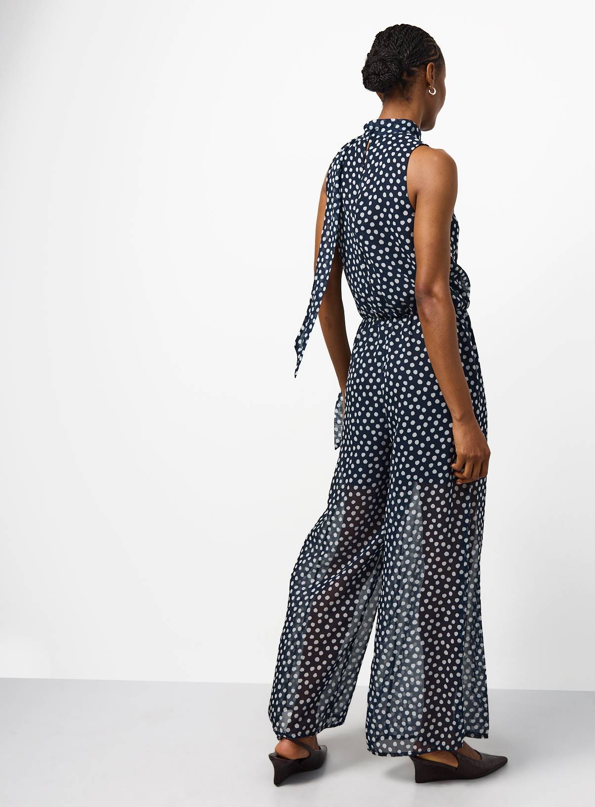 Navy Polka Dot Halter Jumpsuit 20 - Image 4