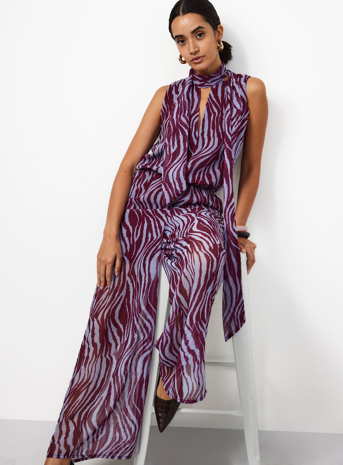 Brown Polka Dot Halter Jumpsuit 10 - Image 1 thumbnail