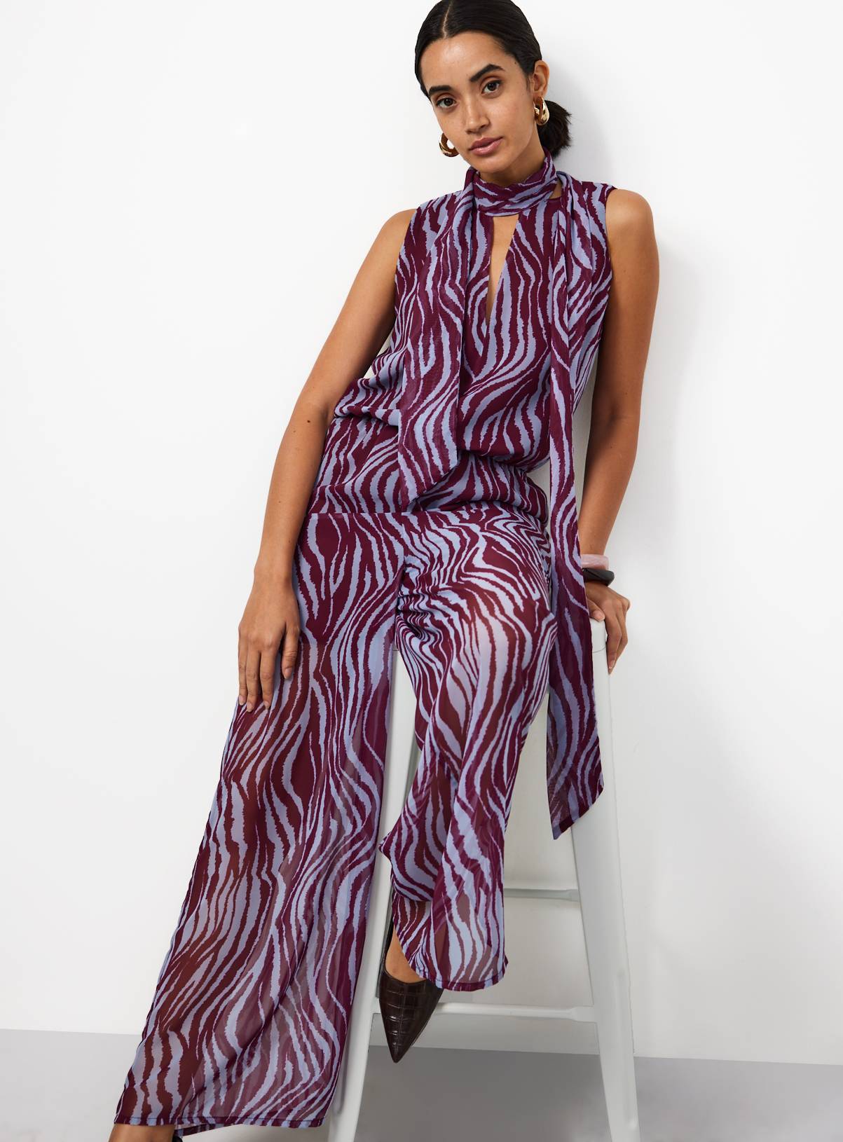 Brown Polka Dot Halter Jumpsuit 10 - Image 1