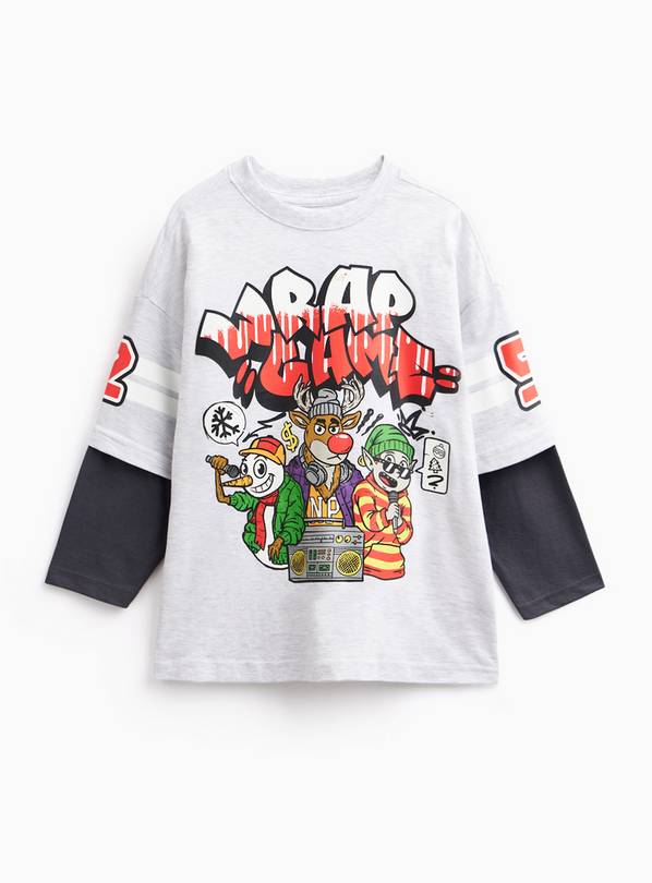 Christmas Mock Sleeve Wrap Game T-Shirt 11 years