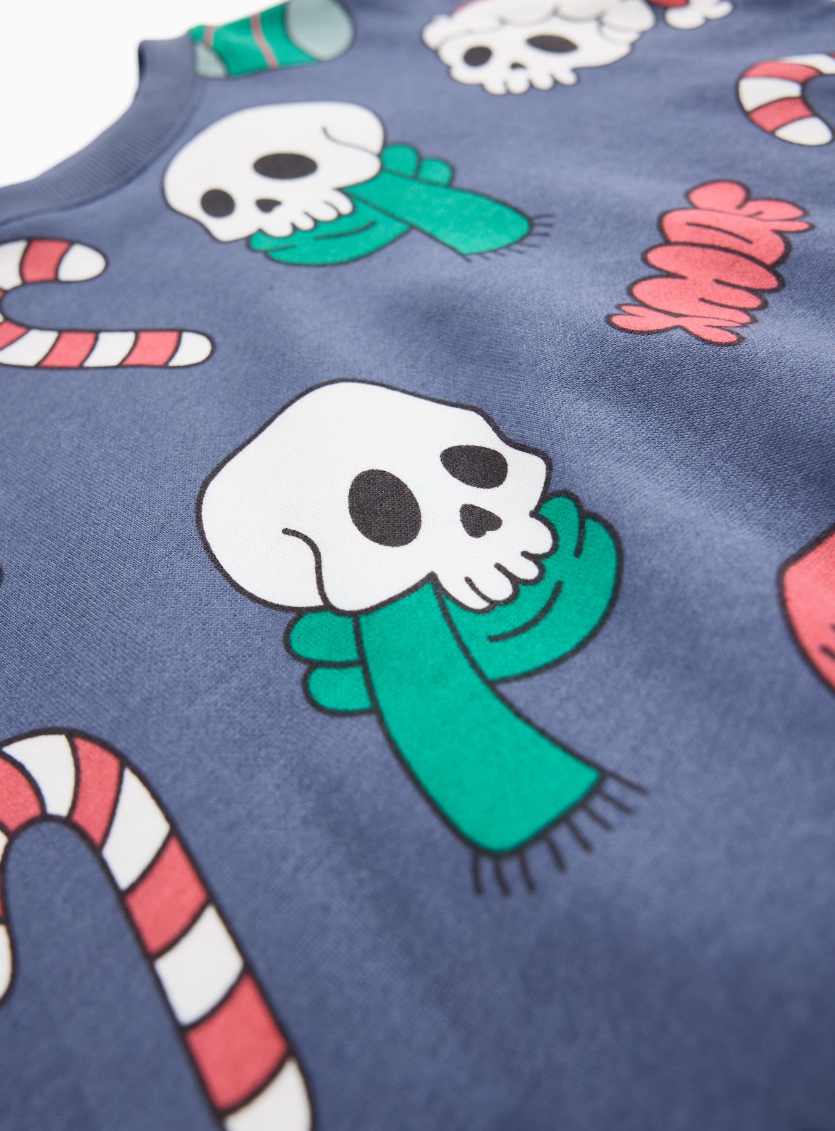 Grey Blue Christmas Skull Crewneck Sweater 5 years - Image 2 thumbnail