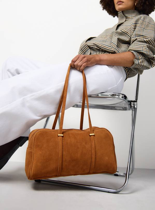 Tan Suede Bowler Bag One Size