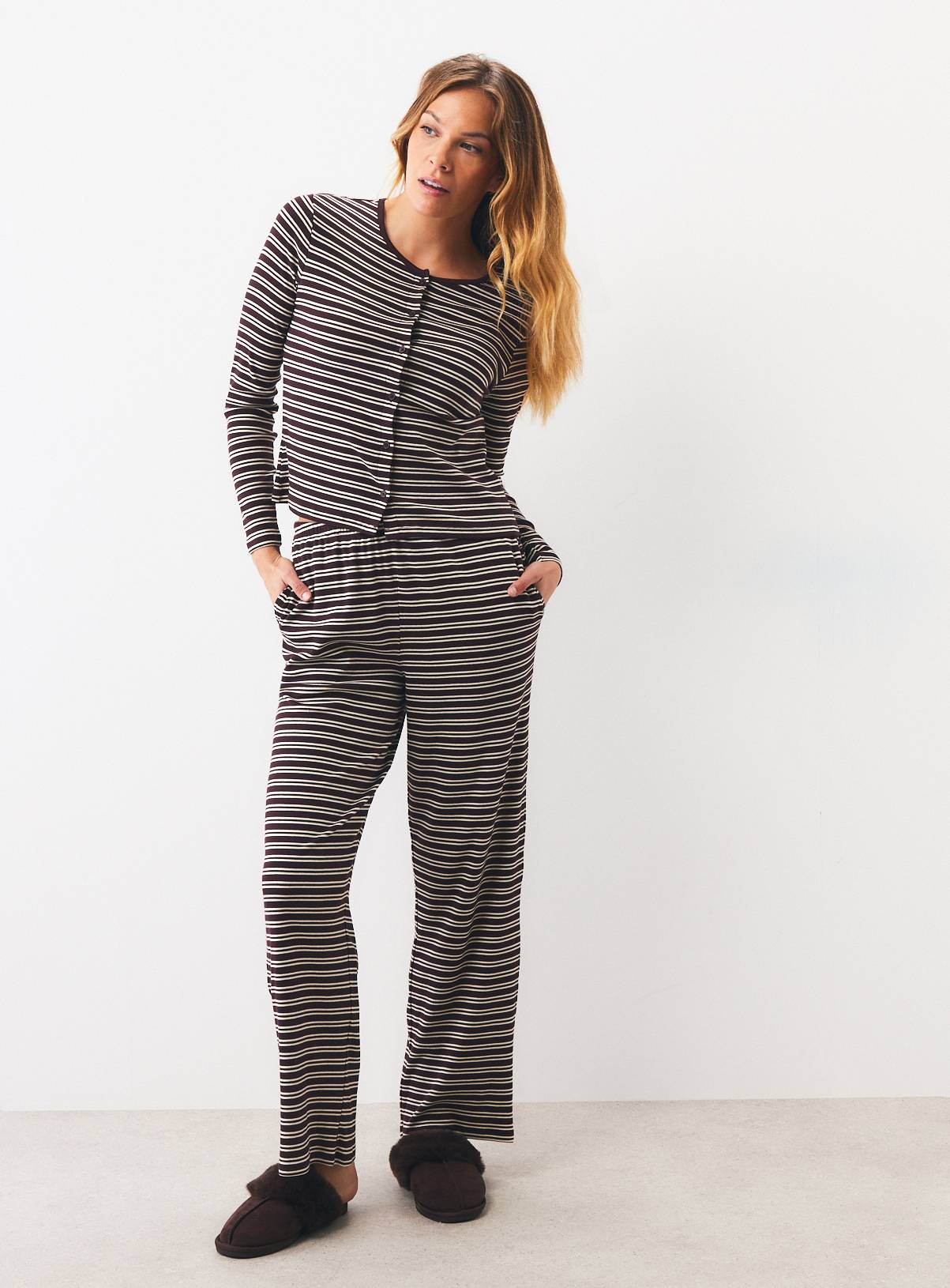 Brown Stripe Rib Wide Leg Co-ord XXL - Image 2