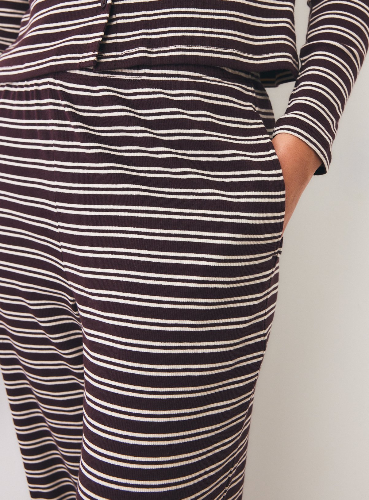 Brown Stripe Rib Wide Leg Co-ord XXL - Image 3 thumbnail