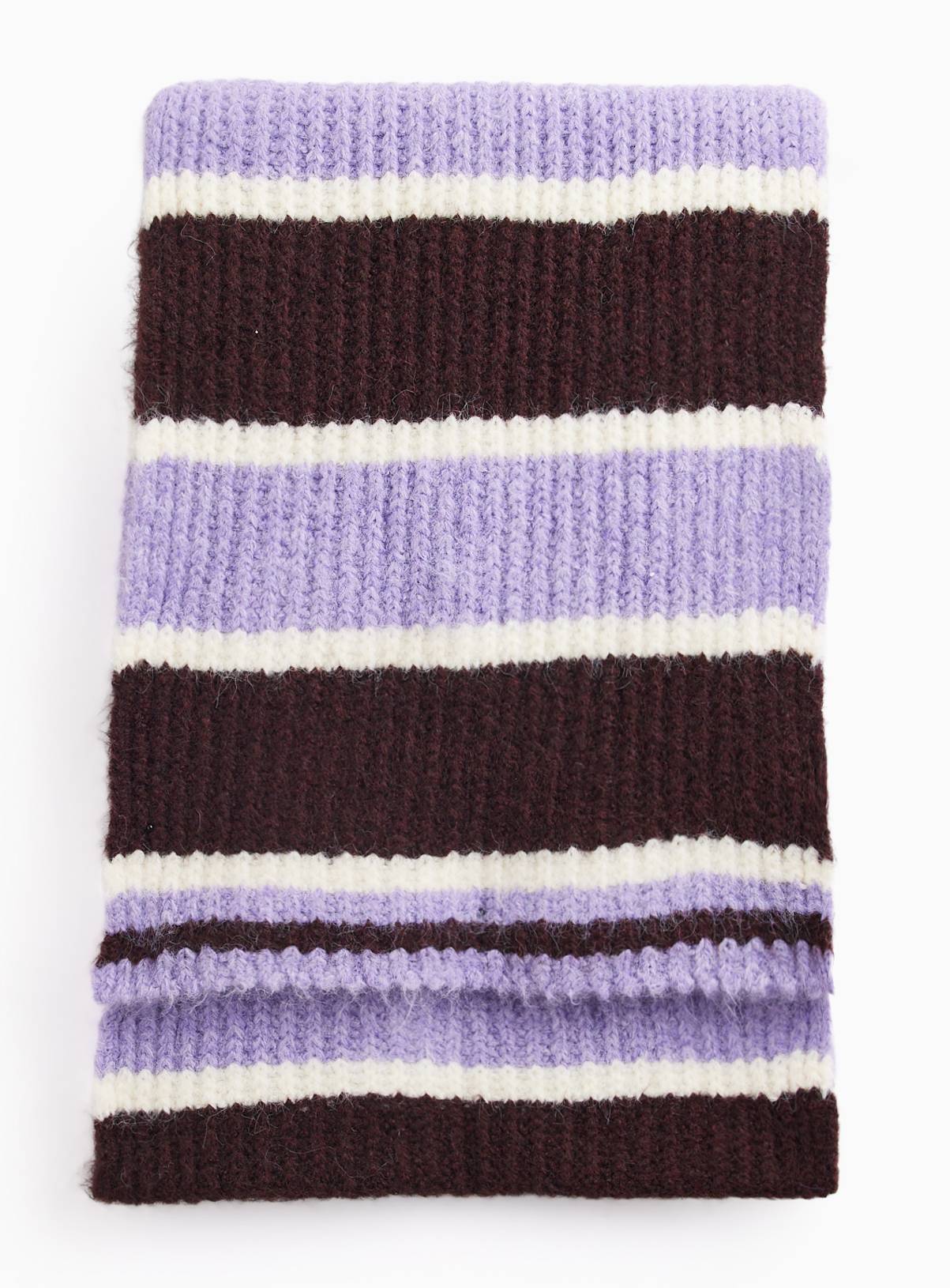 Purple Striped Knitted Scarf One Size - Image 2