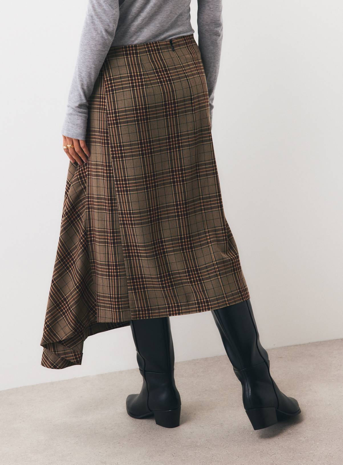Brown Pareo Check Skirt  6 - Image 4