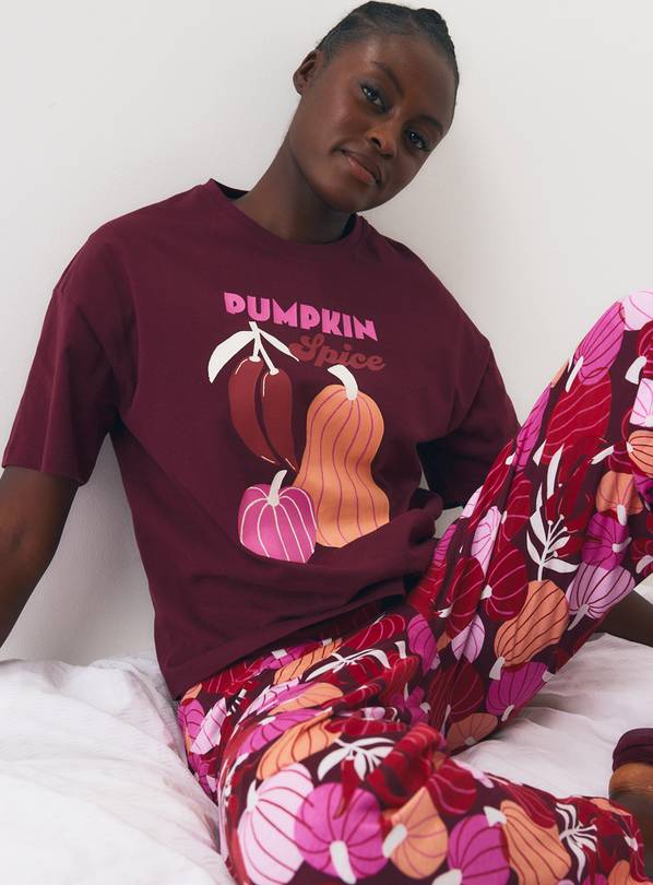 Burgundy & Plum Pumpkin Spice Pyjama Set S