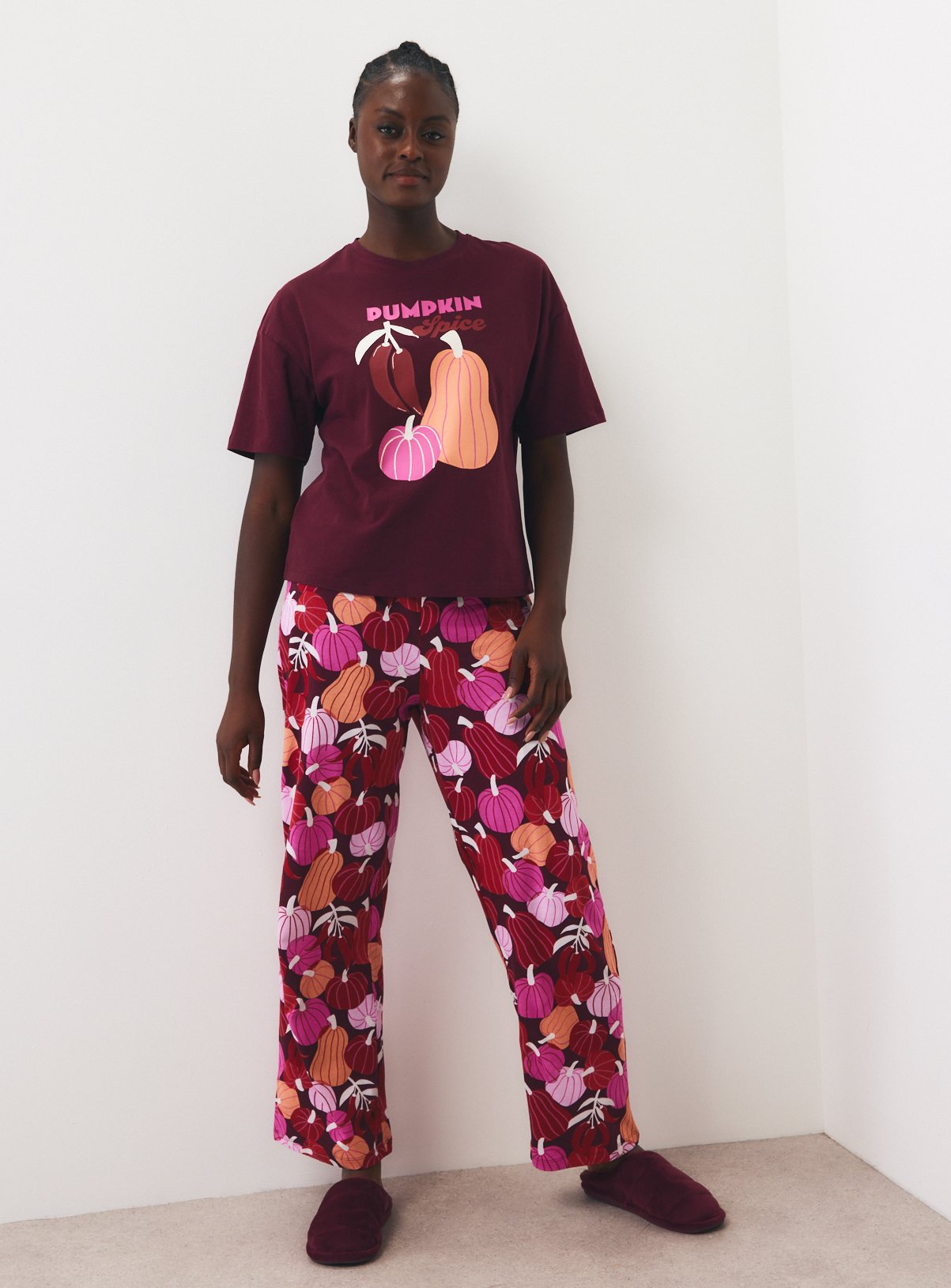 Burgundy & Plum Pumpkin Spice Pyjama Set XL - Image 2 thumbnail
