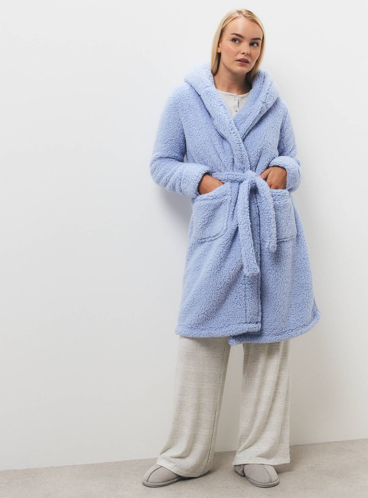 Blue Borg Hooded Dressing Gown  XL - Image 1