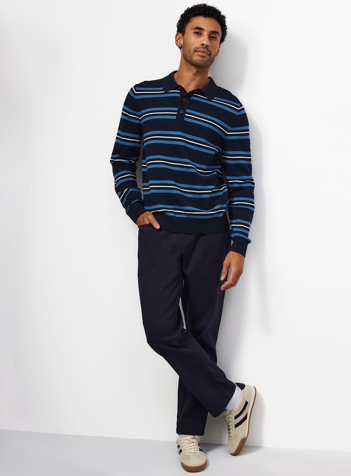 Navy Cotton Rich Trousers 42S - Image 1 thumbnail
