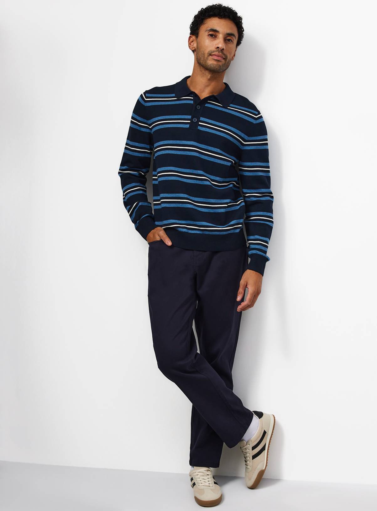 Navy Cotton Rich Trousers 42S - Image 1