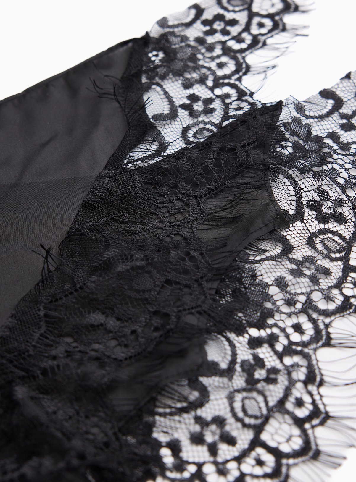 Black Lace Trim Satin Waist Scarf One Size - Image 4 thumbnail