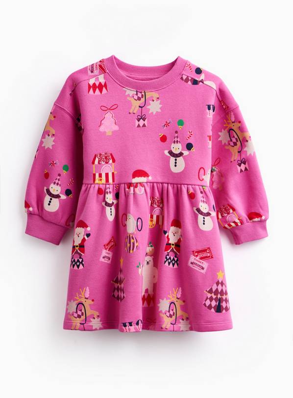 Christmas Circus Santa Sweatshirt Dress 5-6 years