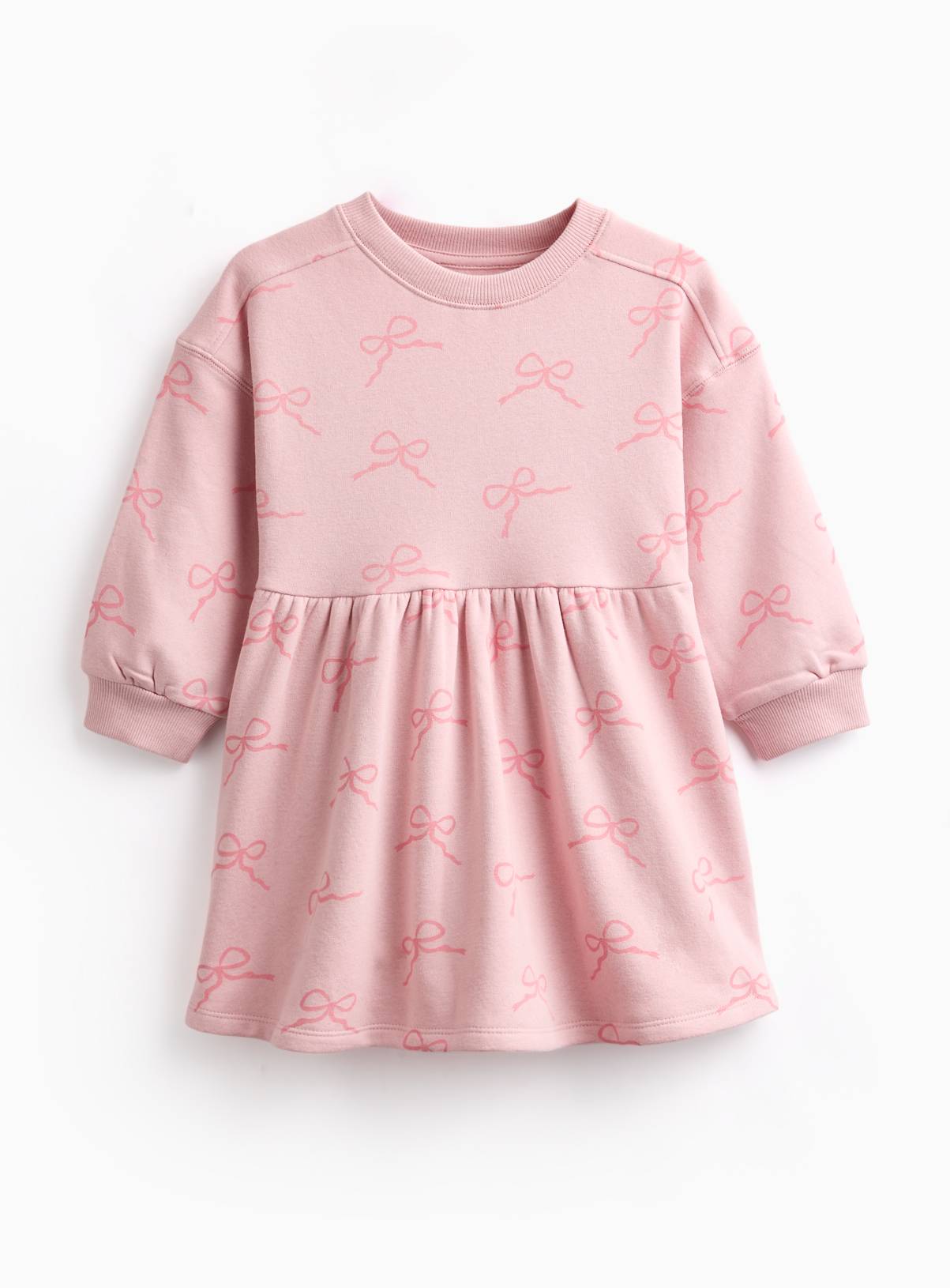 Pink Bow Print Mid-Length Sweat Dress 4-5 years - Image 1
