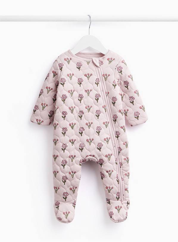 Pink Daisy Print Sleepsuit Newborn