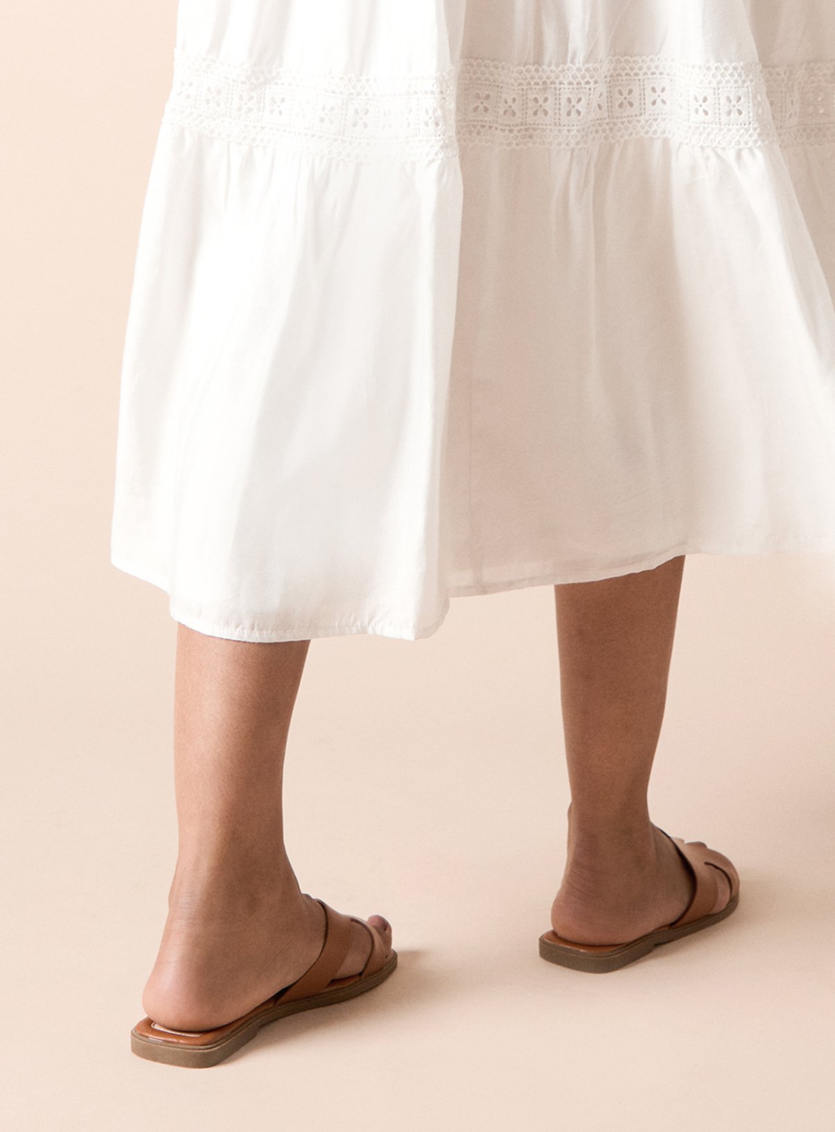 DOROTHY PERKINS Carlotta Faux Leather Comfort Flat Sliders Tan 3 - Image 4 thumbnail