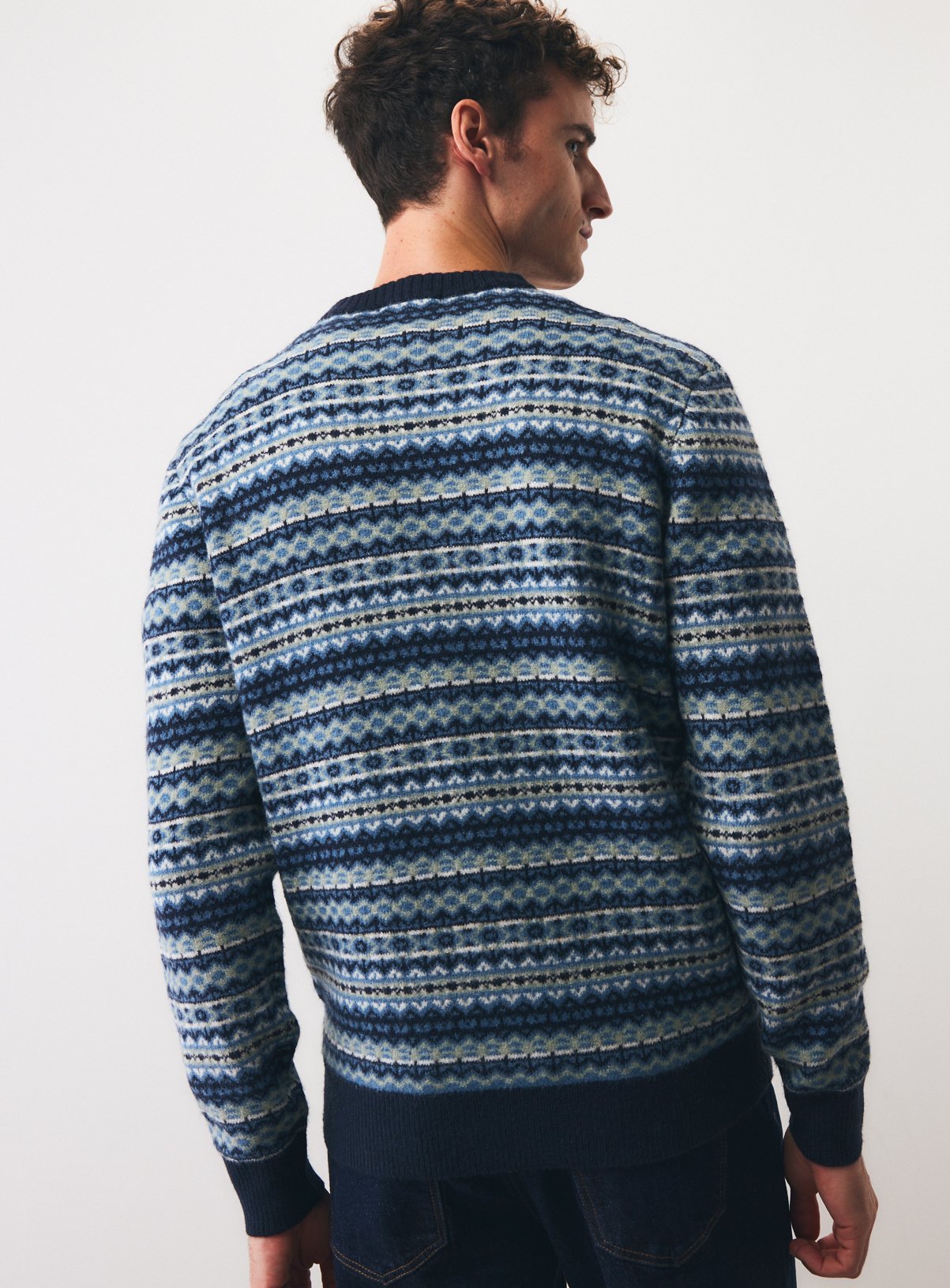 Blue All Over Fairisle Crew Neck Jumper XXXL - Image 5 thumbnail