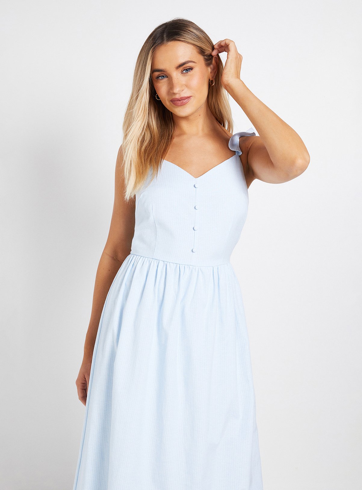 DOROTHY PERKINS Stripe Flutter Sleeve Midaxi Dress 18 - Image 2 thumbnail