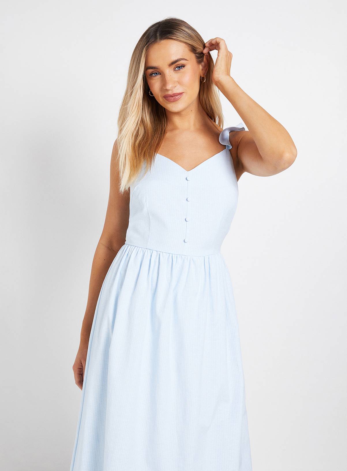 DOROTHY PERKINS Stripe Flutter Sleeve Midaxi Dress 18 - Image 2