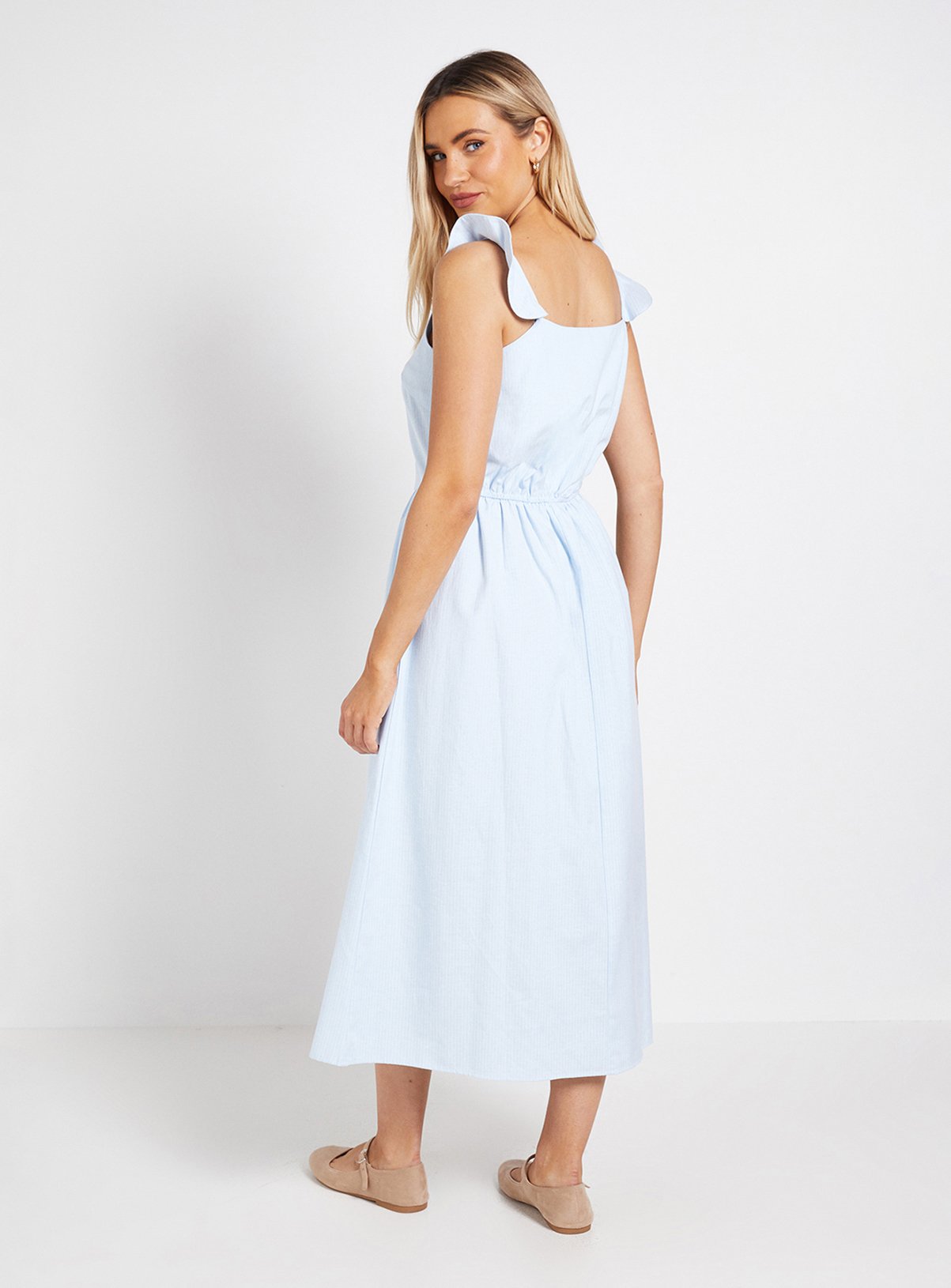 DOROTHY PERKINS Stripe Flutter Sleeve Midaxi Dress 18 - Image 3 thumbnail