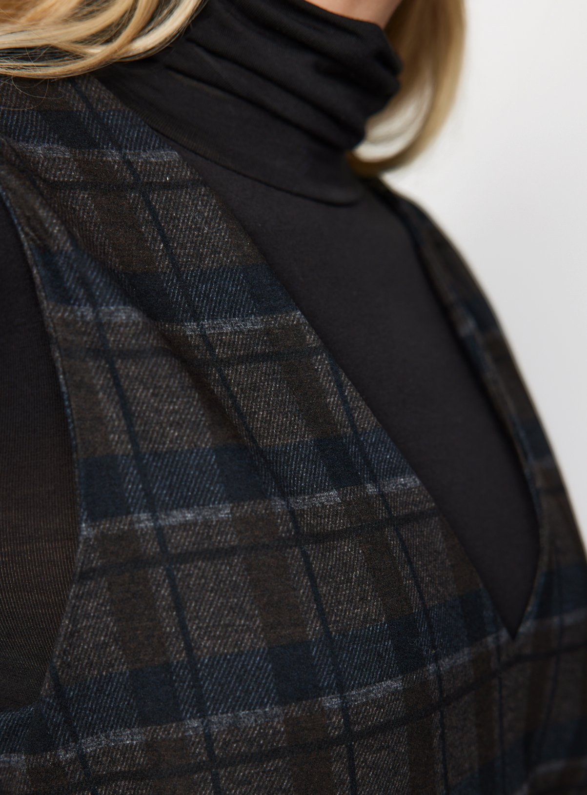 Navy Checked Pinafore Mini Dress 20 - Image 3 thumbnail