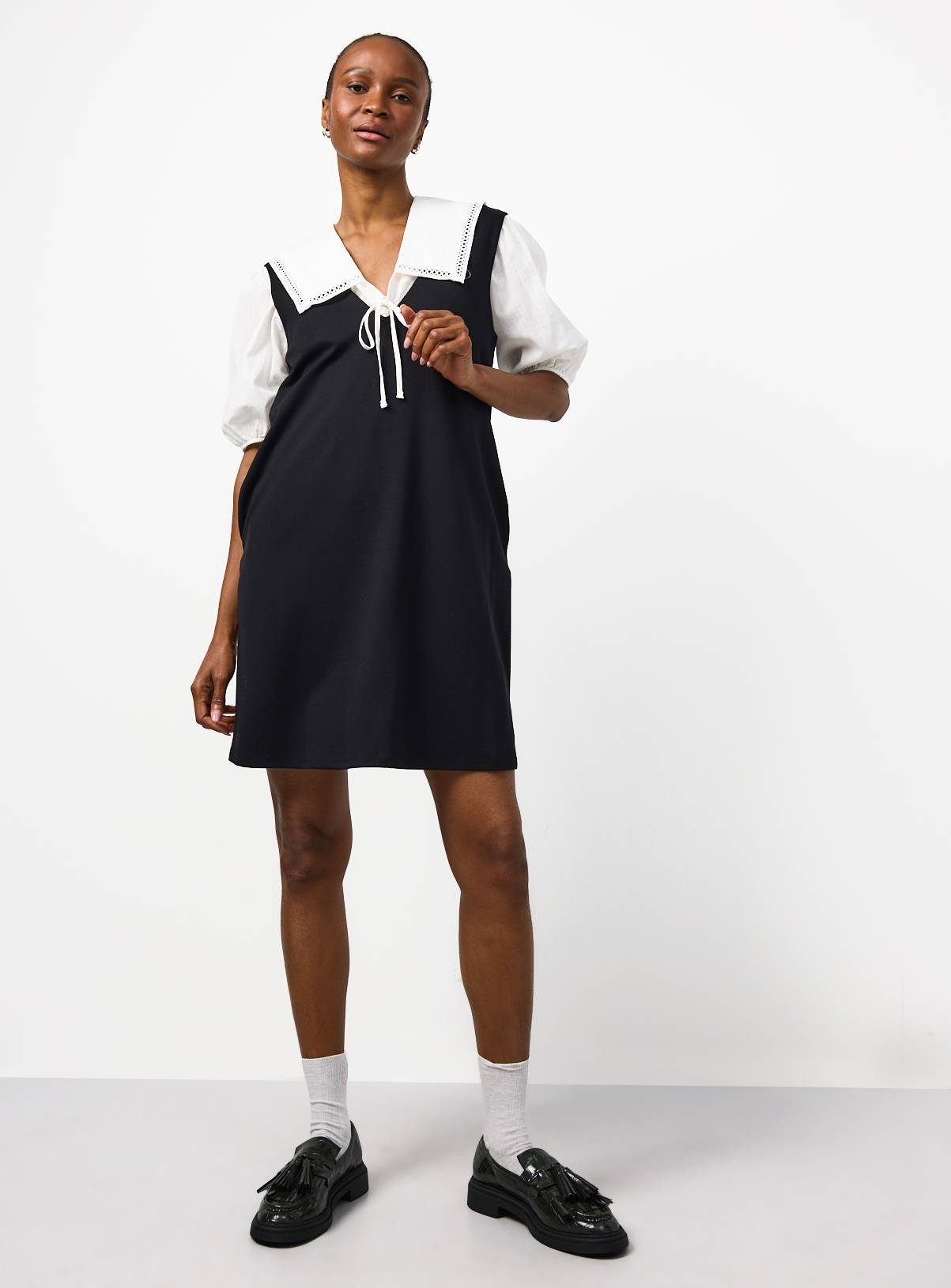 Black V Neck Pinafore Dress 24 - Image 1