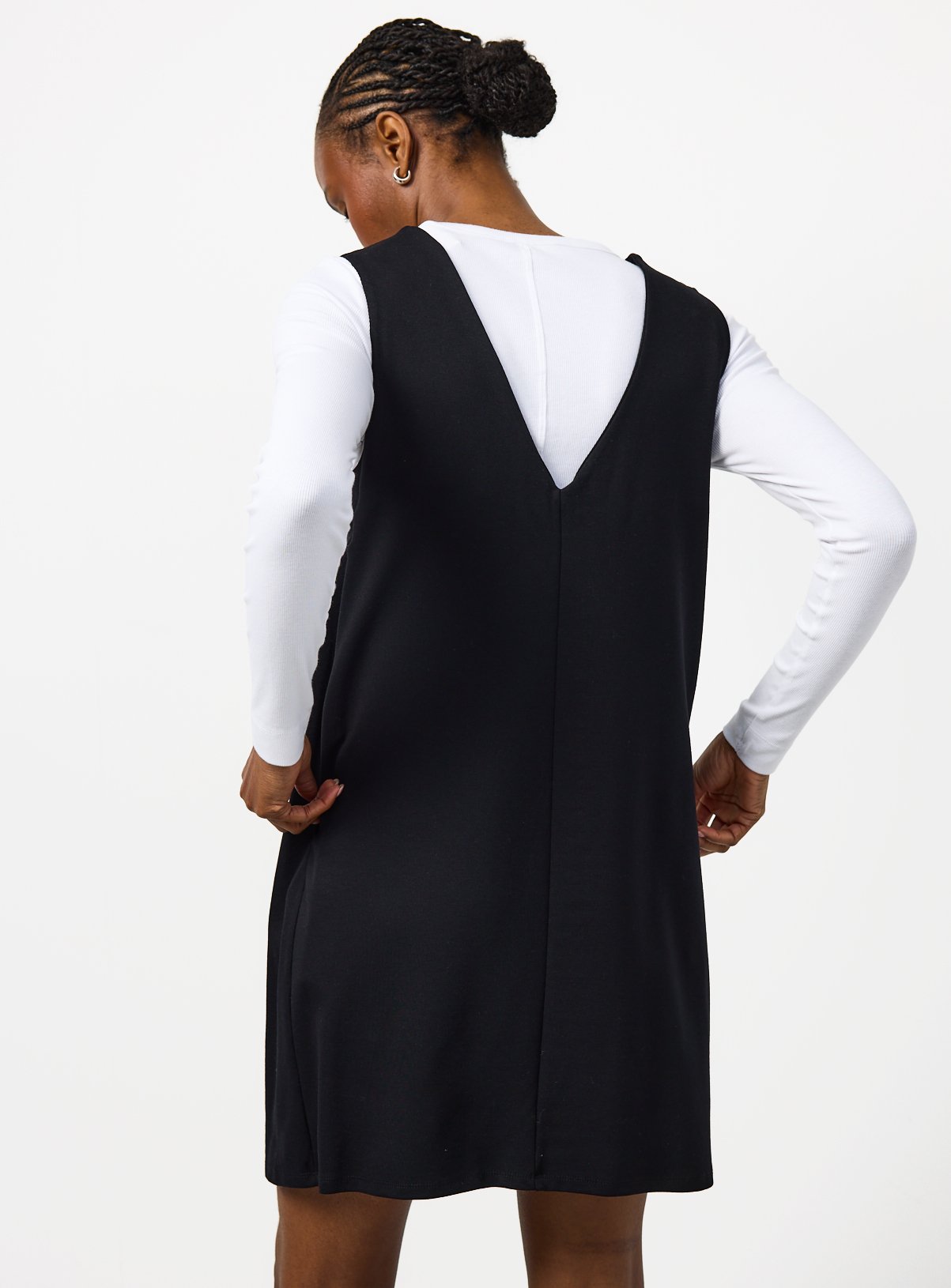 Black V Neck Pinafore Dress 24 - Image 4 thumbnail