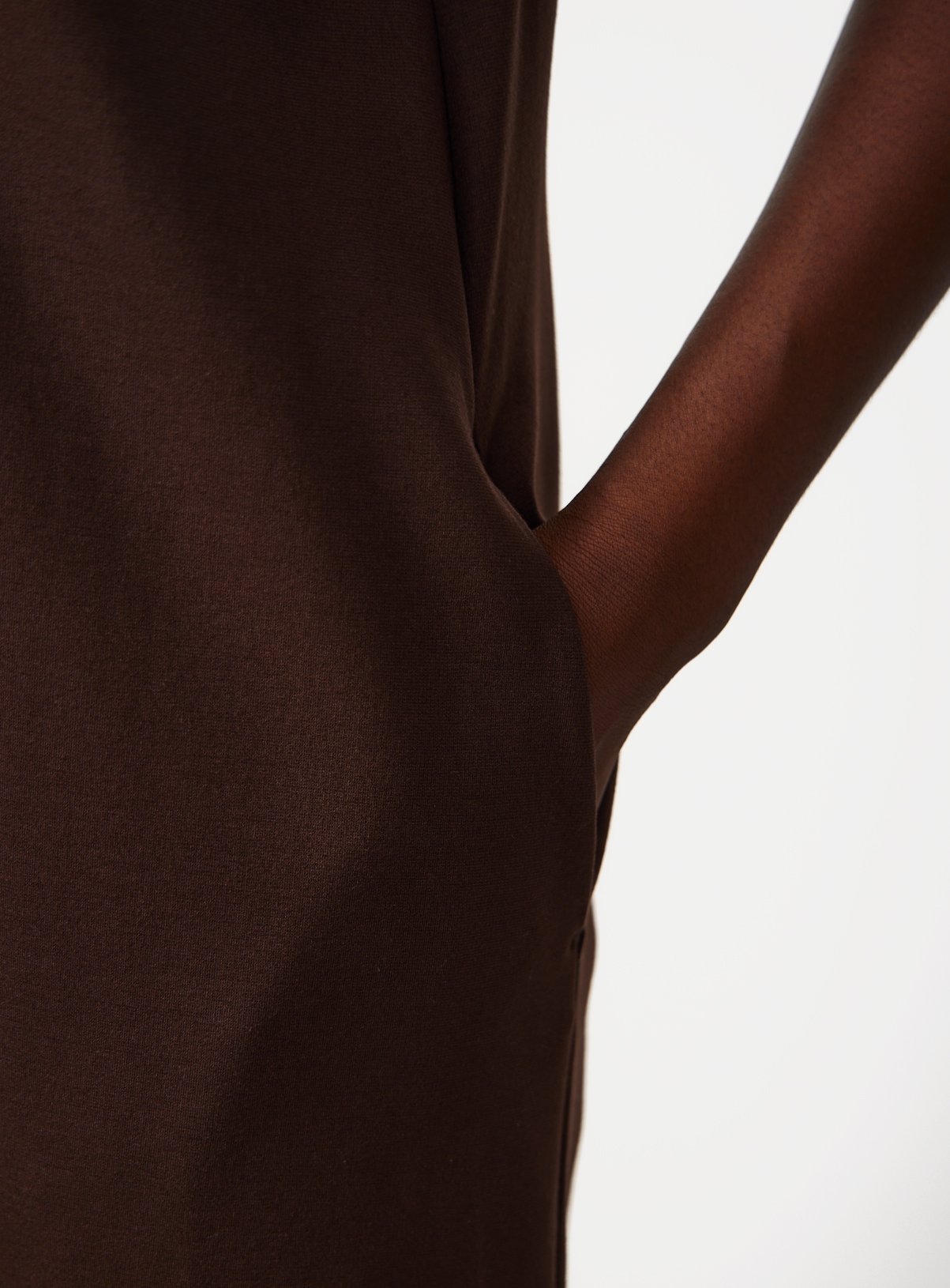 Chocolate Brown V Neck Pinafore Dress 24 - Image 3 thumbnail