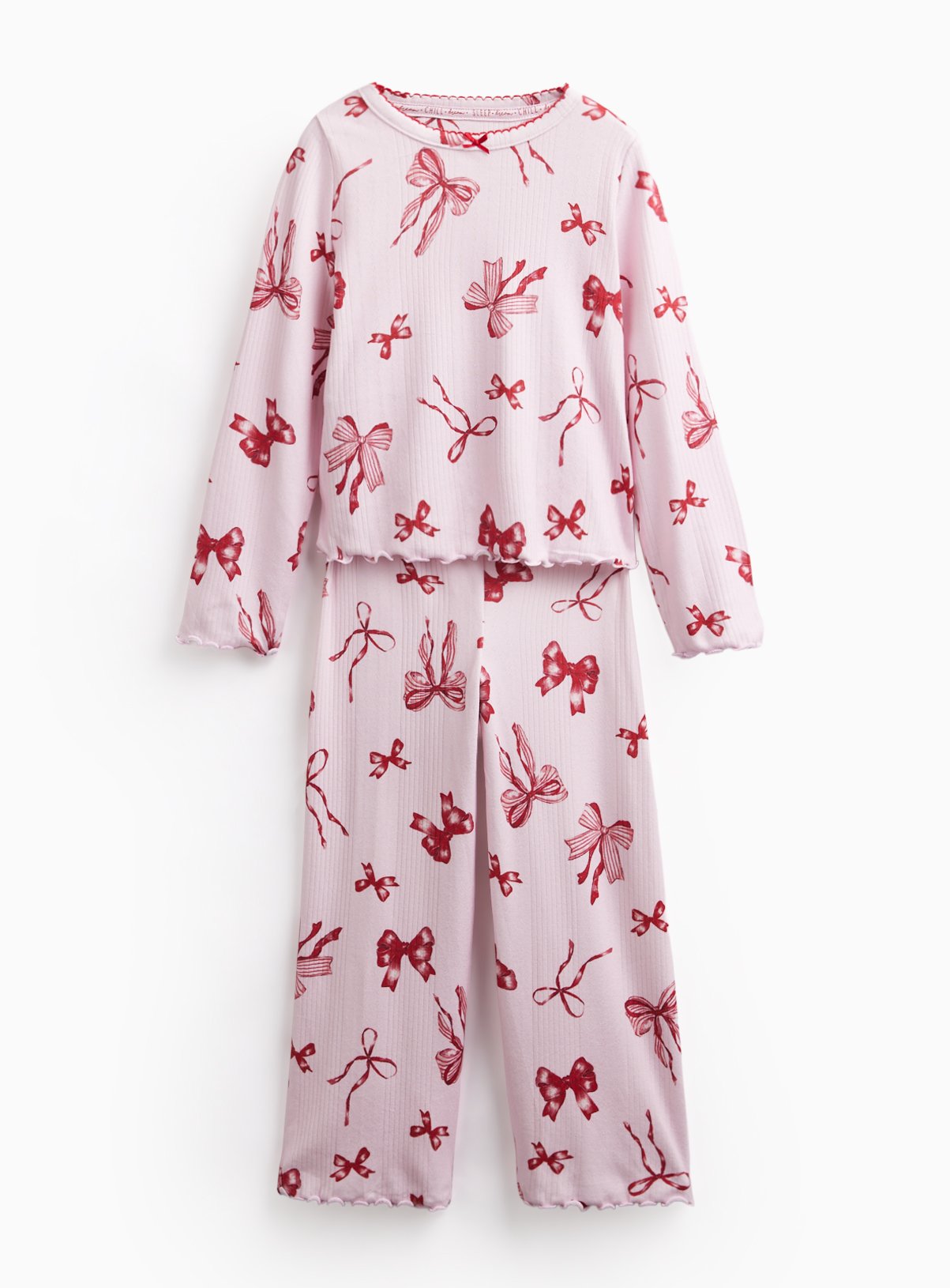 Bow Print Pointelle Pyjama Set 5-6 years - Image 1 thumbnail