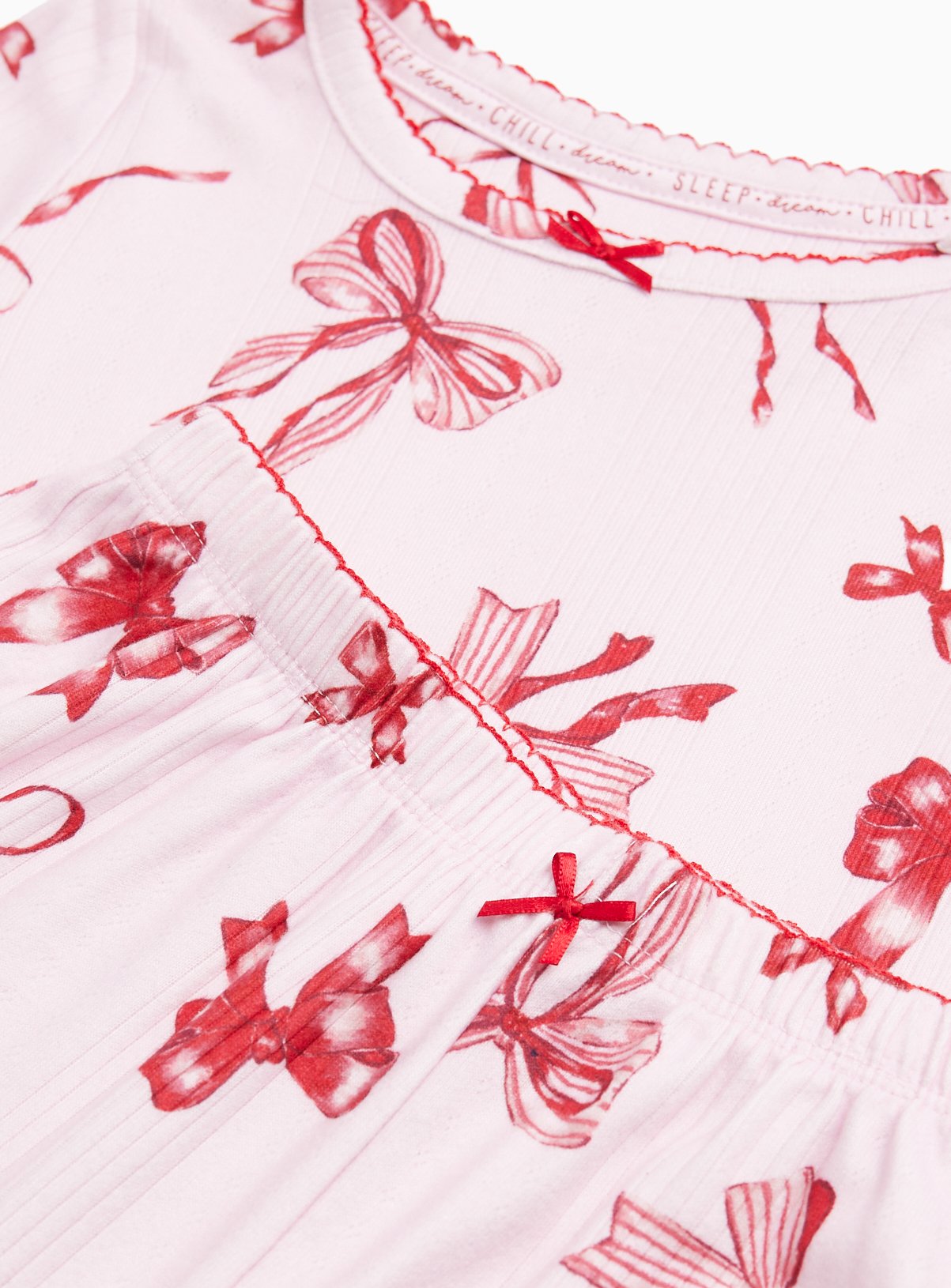 Bow Print Pointelle Pyjama Set 5-6 years - Image 2 thumbnail