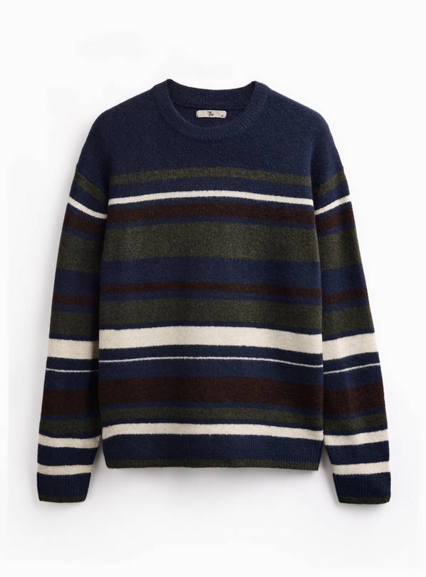 Navy Relaxed Stripe Soufflé Crew Neck Jumper XXXL