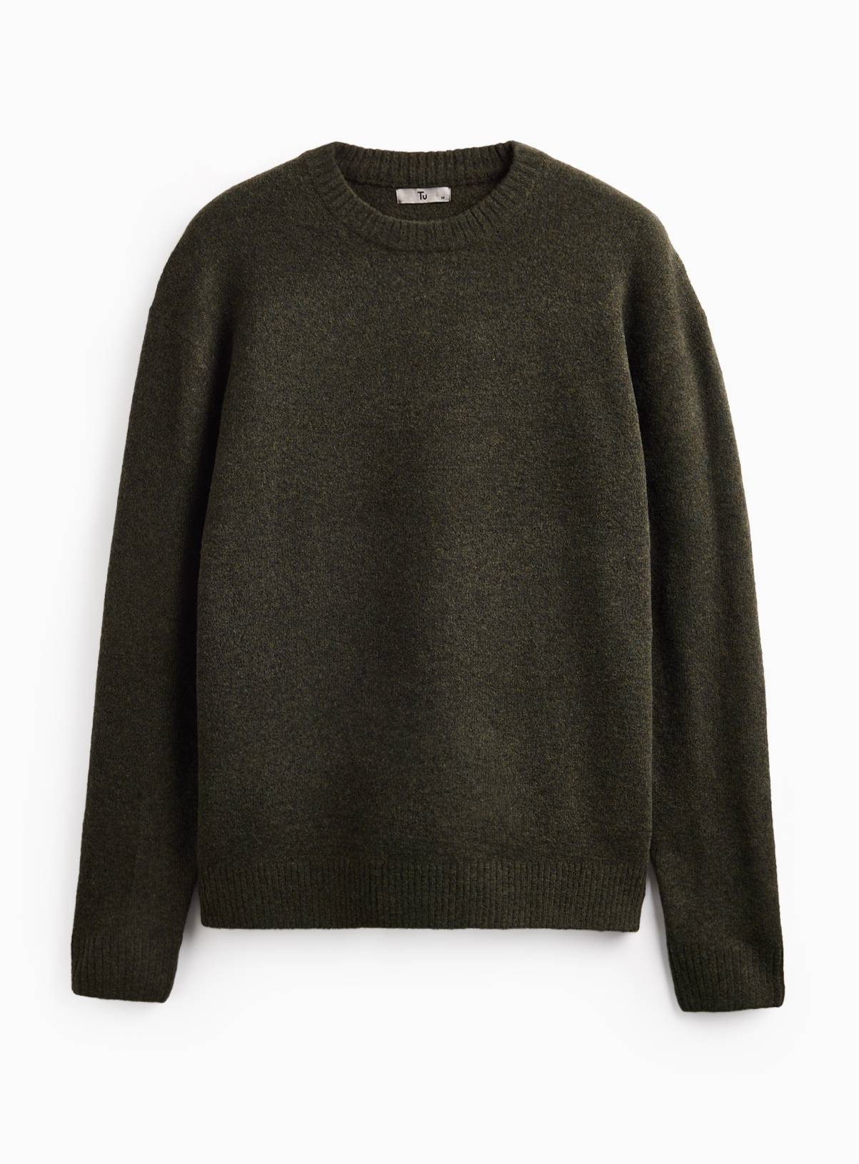 Khaki Relaxed Souffle Crewneck Jumper L - Image 1