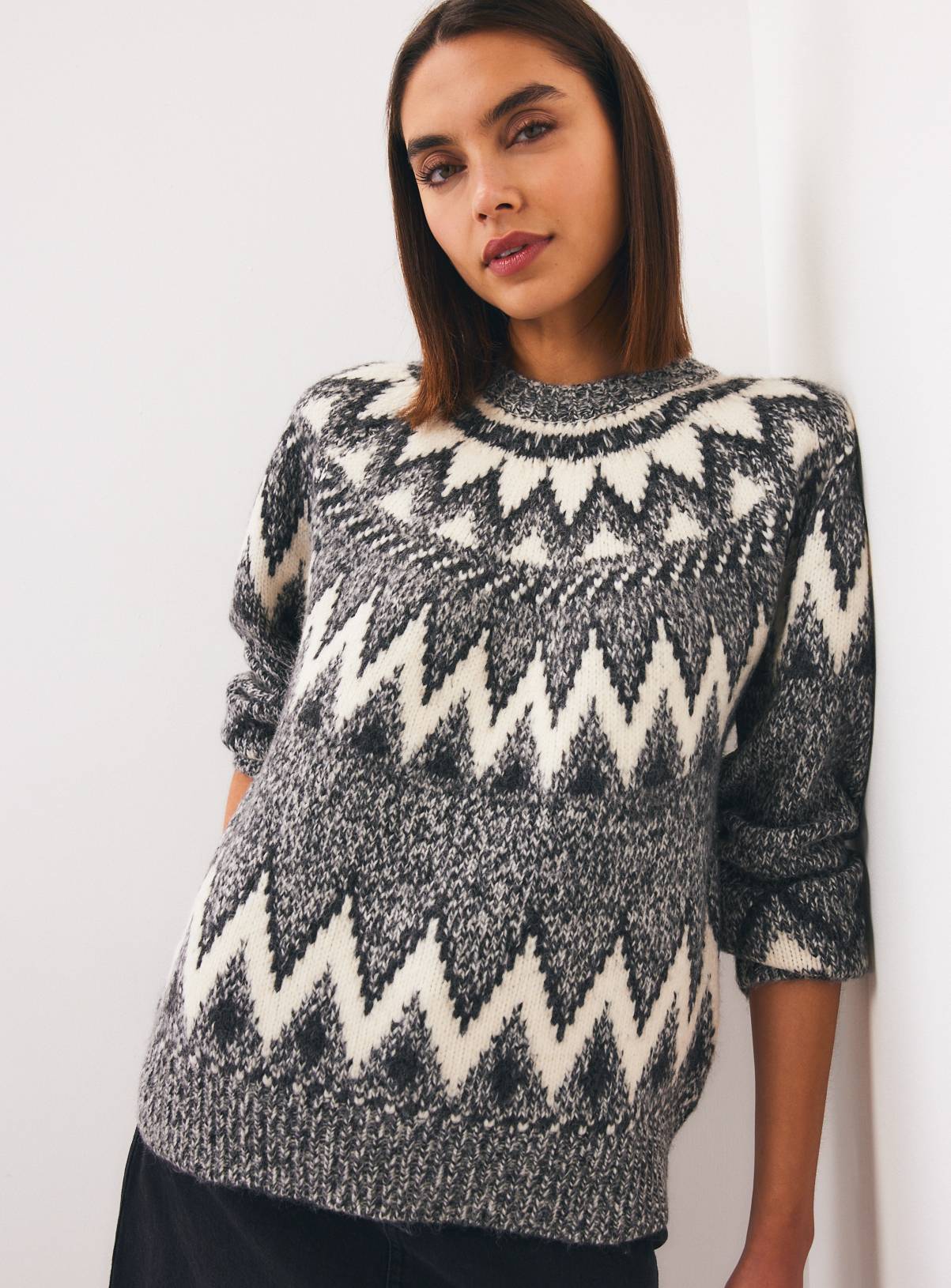 Salt & Pepper Twist Fairisle Jumper XL - Image 2