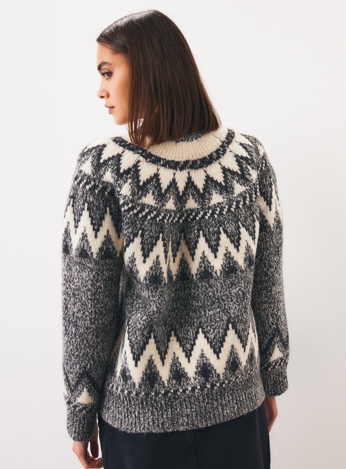 Salt & Pepper Twist Fairisle Jumper XL - Image 4 thumbnail