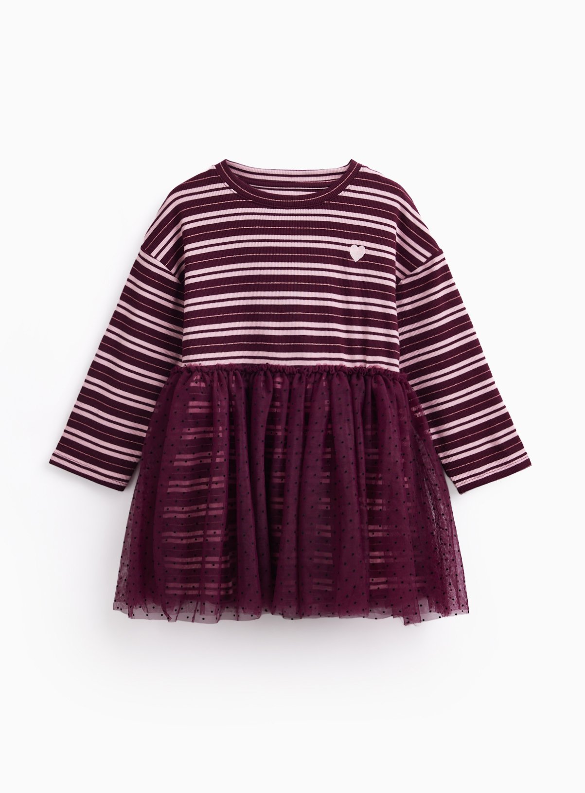 Purple Rib Sparkle Stripe Tutu Dress 5-6 years - Image 1 thumbnail