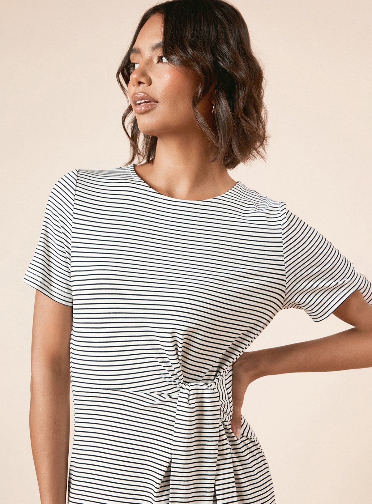DOROTHY PERKINS Knot Detail Stripe T Shirt Dress 16 - Image 3 thumbnail