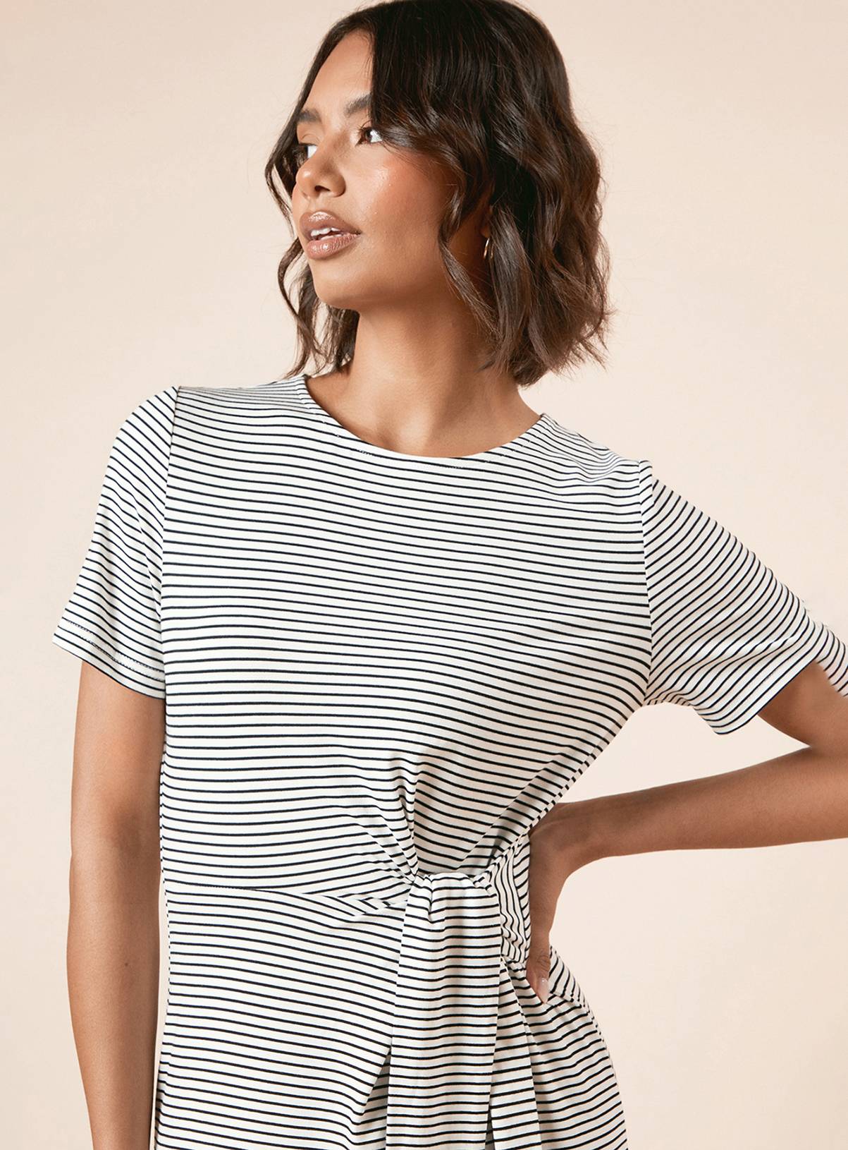 DOROTHY PERKINS Knot Detail Stripe T Shirt Dress 16 - Image 3