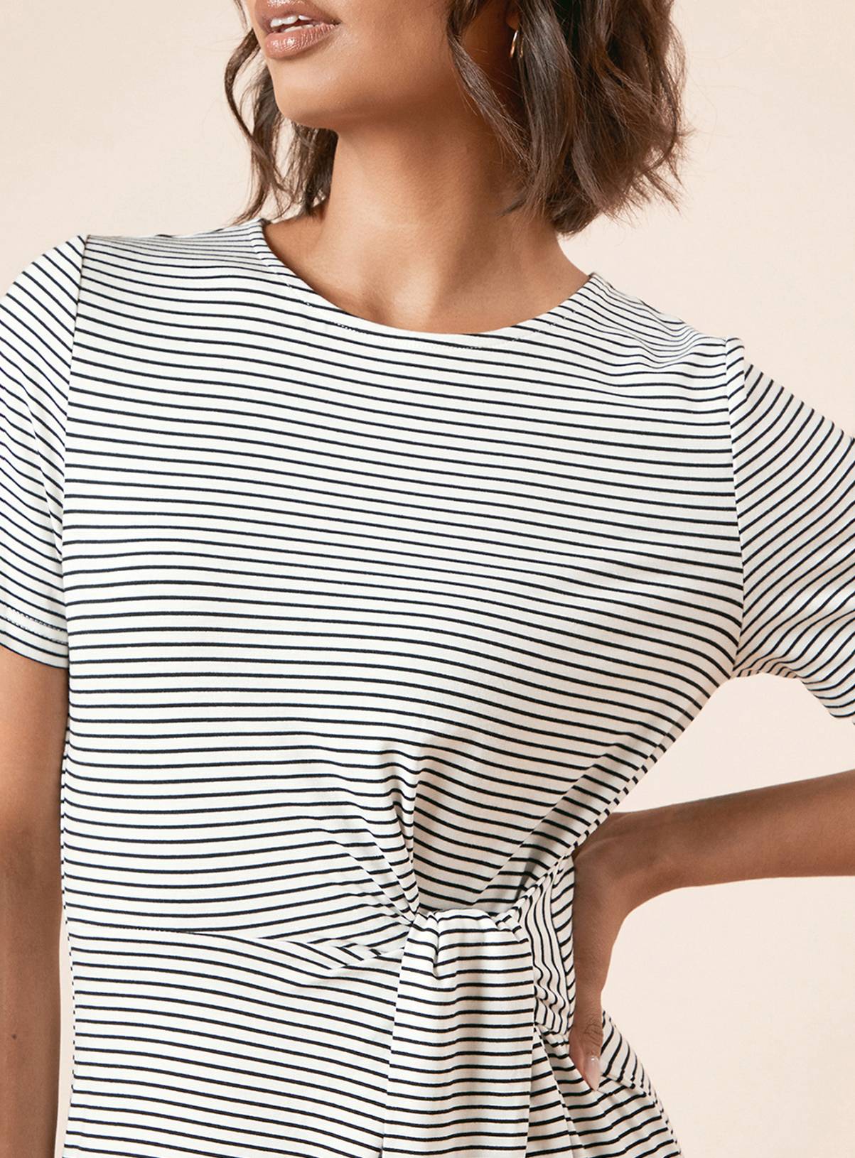 DOROTHY PERKINS Knot Detail Stripe T Shirt Dress 16 - Image 4