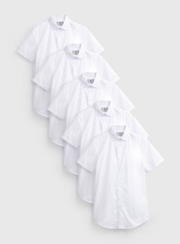 White Slim Fit Short Sleeve Shirt 5 Pack  16.5