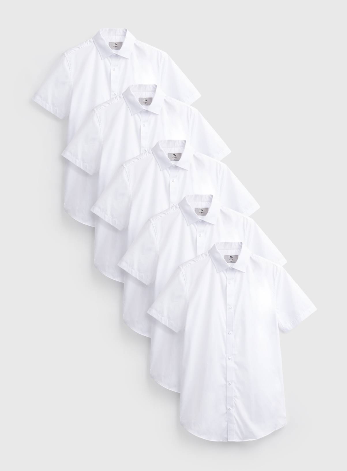 White Slim Fit Short Sleeve Shirt 5 Pack  15 - Image 1