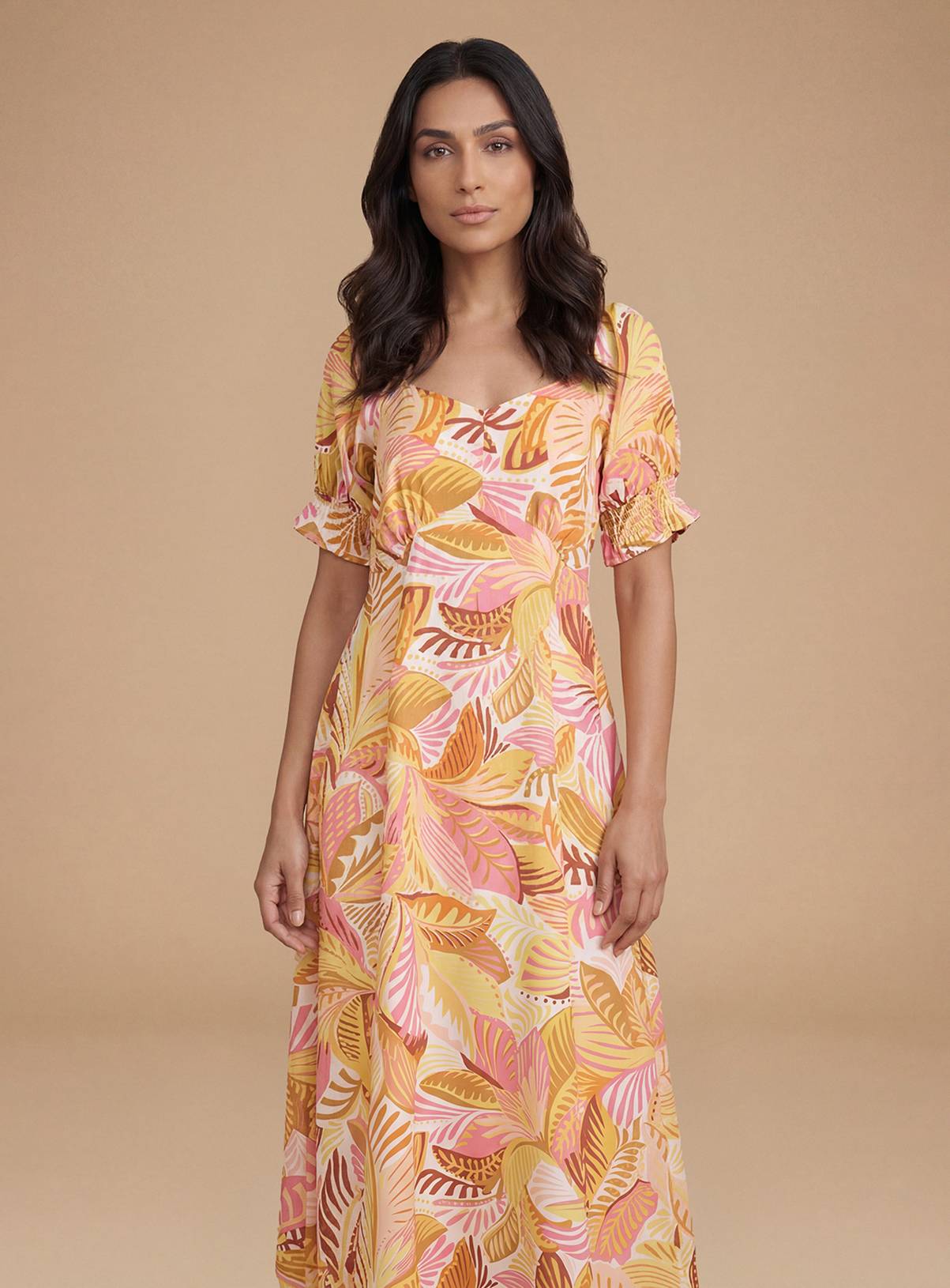 DOROTHY PERKINS Sweetheart Neck Puff Sleeve Printed Midaxi Dress 14 - Image 2