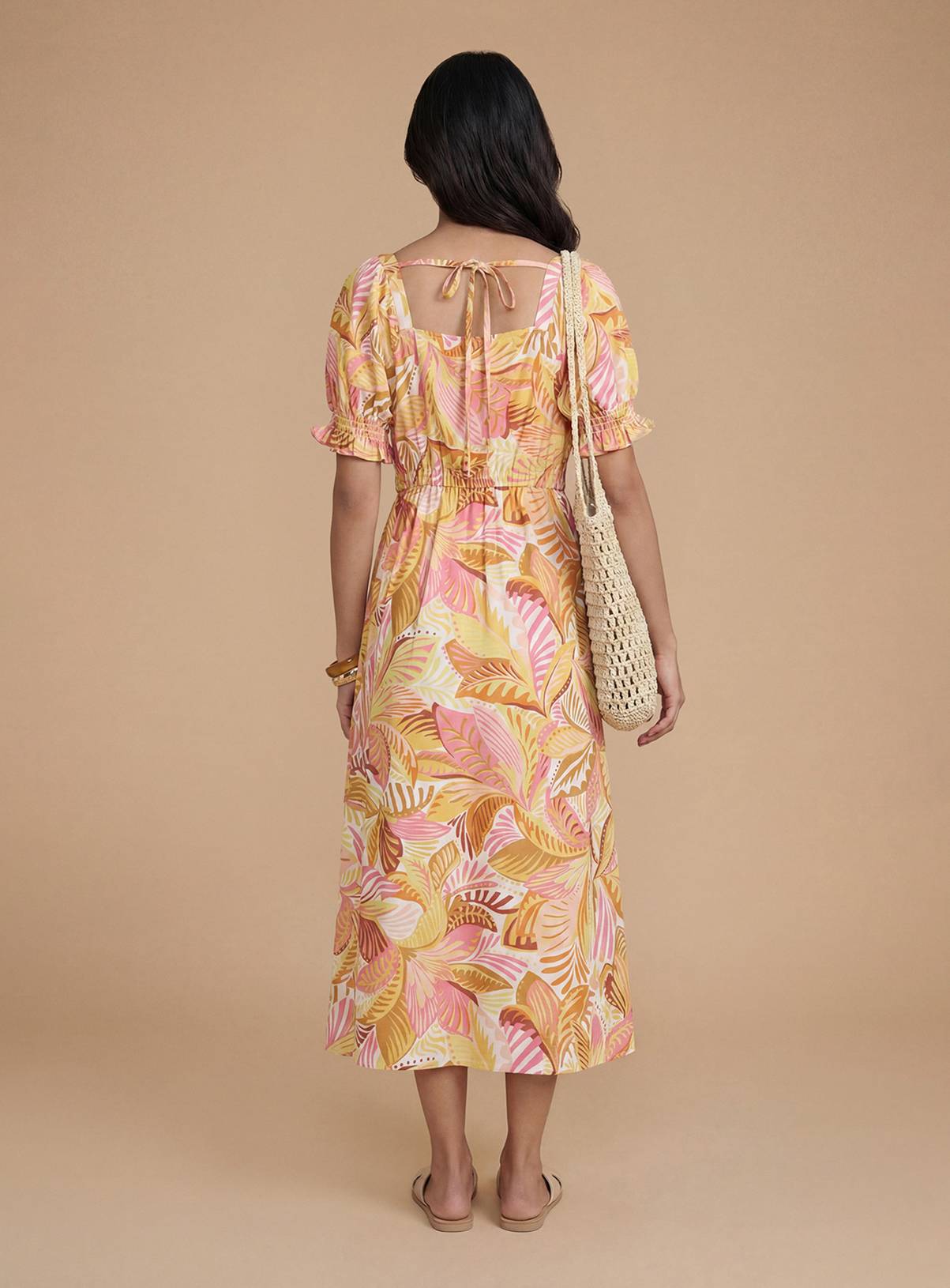 DOROTHY PERKINS Sweetheart Neck Puff Sleeve Printed Midaxi Dress 14 - Image 3