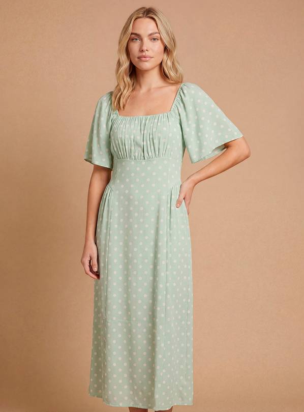 DOROTHY PERKINS Angel Sleeve Full Skirt Printed Midi Tea Dress 16